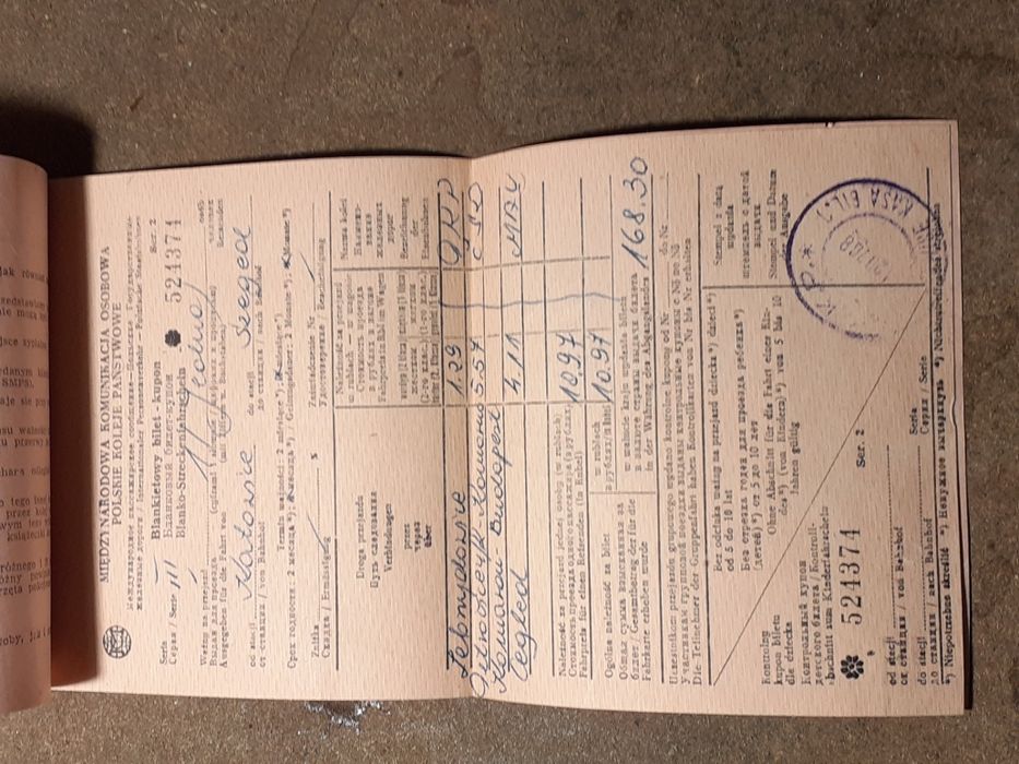 Stary bilet kolejowy PKP kartonik + papier 1968