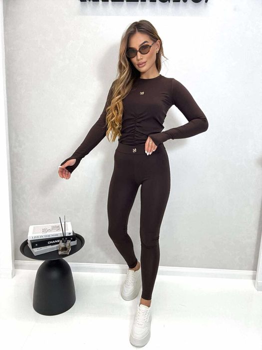 Komplet modelujący millagro czekolada bluzka legginsy