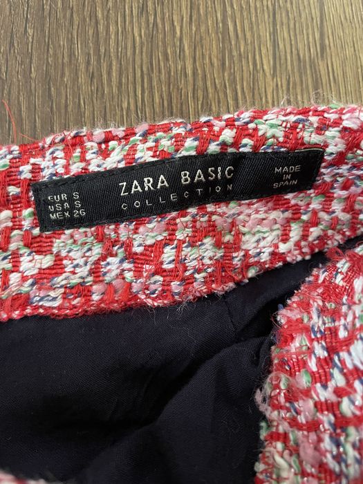 Czerwona tweedowa spódnica S Zara krótka