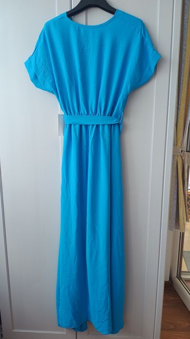 Niebieska sukienka elegancka maxi M