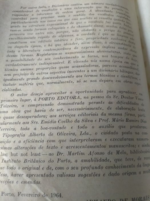 Dicionário Inglês - Português do ano 1964