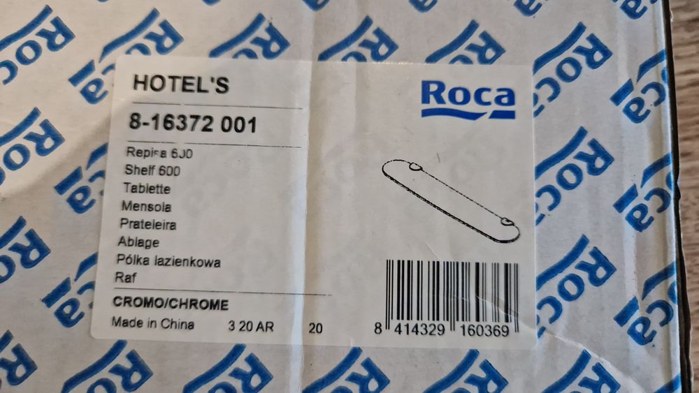 Roca Hotel’s  półka łazienkowa 600 mm chrom – NOWA
