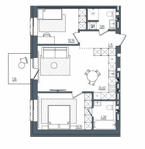 Двокімнатна квартира на 5 поверсі