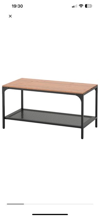 Mesa de centro preta metal e madeira