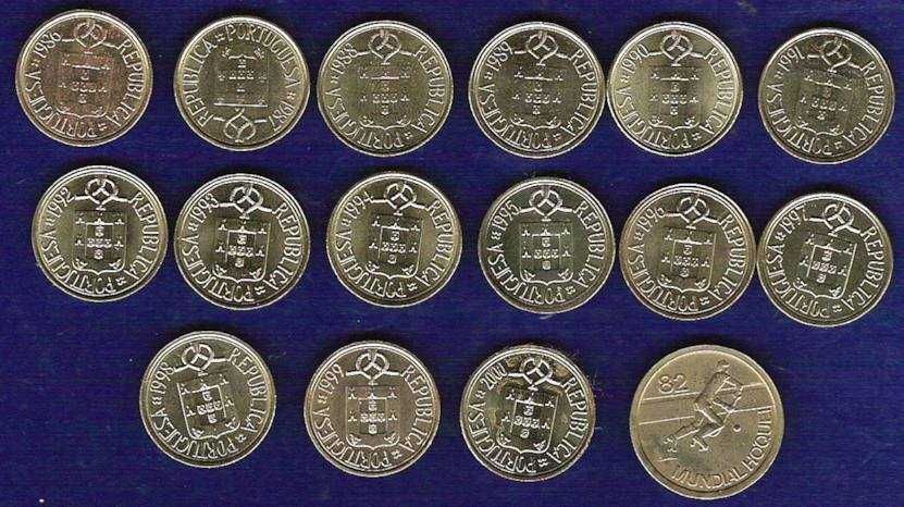 lote moedas 5$00 LN 1986 a 2000 de Portugal portes grátis
