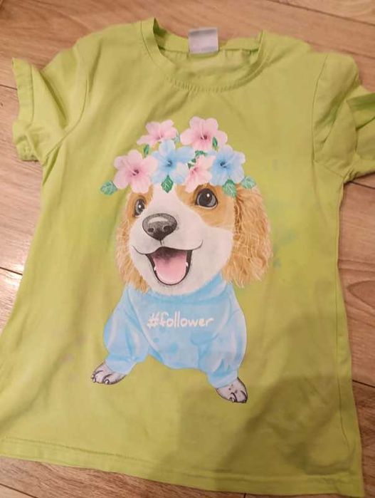 Bluzka na krótki rękaw, T-shirt 122/128 pies