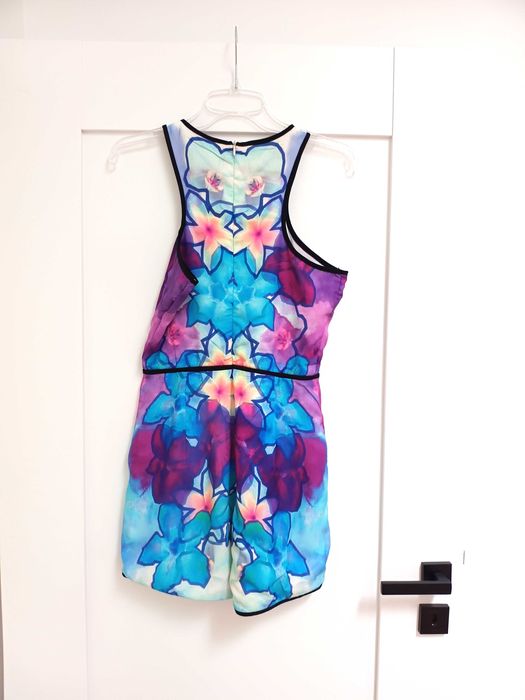 34XS galaxy niebieski fioletowy krótki damski bawełniany kombinezon