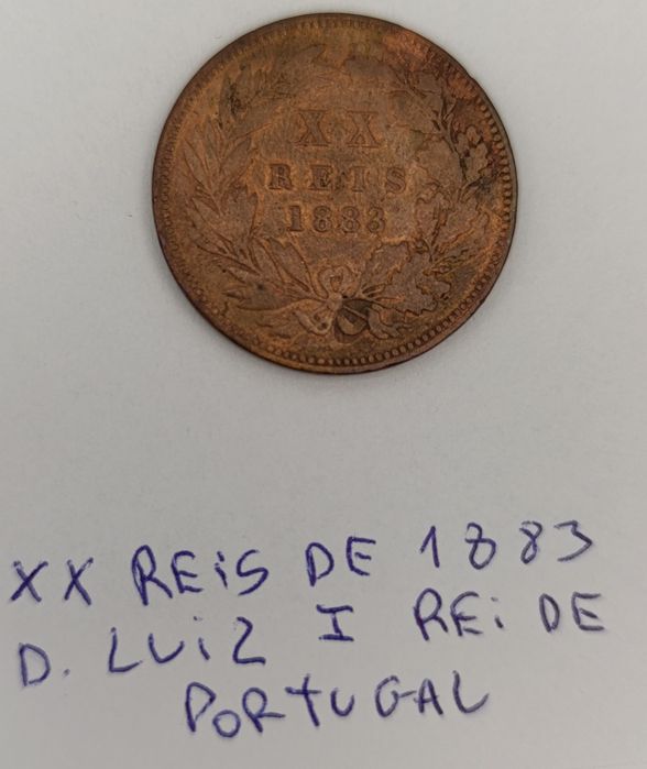 moeda xx reis 1883 D luiz 1 rei de portugal