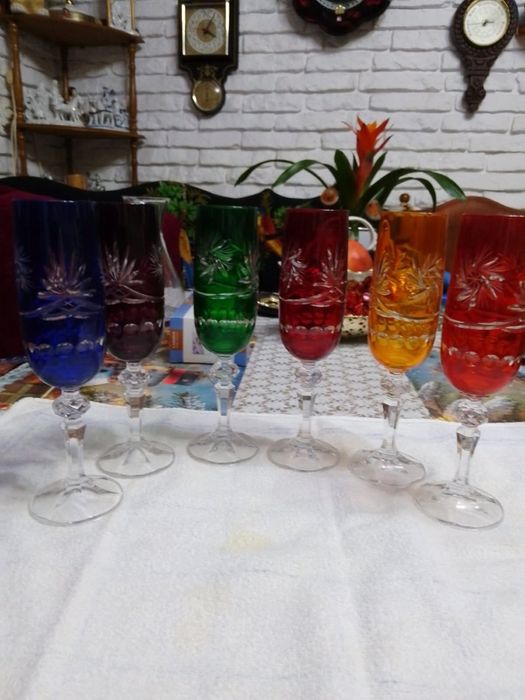 Kryształowe kieliszki ręcznie szlifowane, unikat .