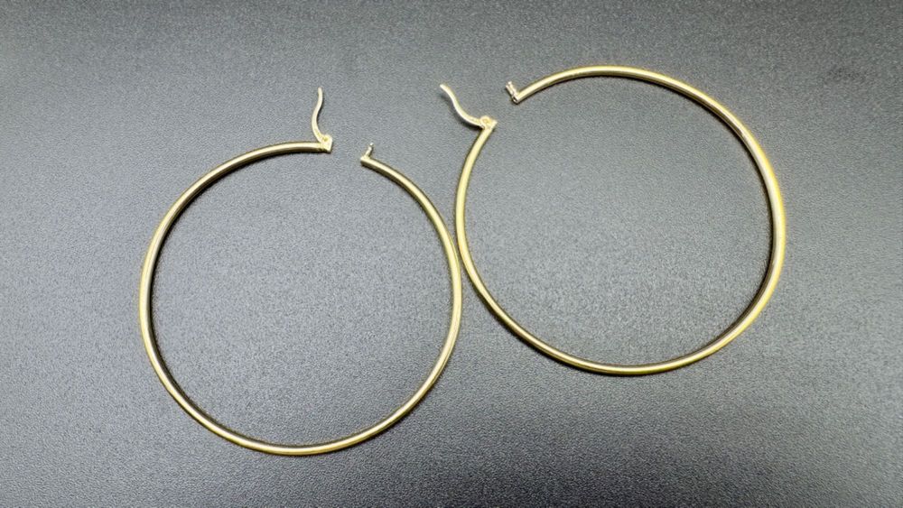 Złote kolczyki "Koła", próba: 14ct 585, waga: 6,76g, średnica: 6cm