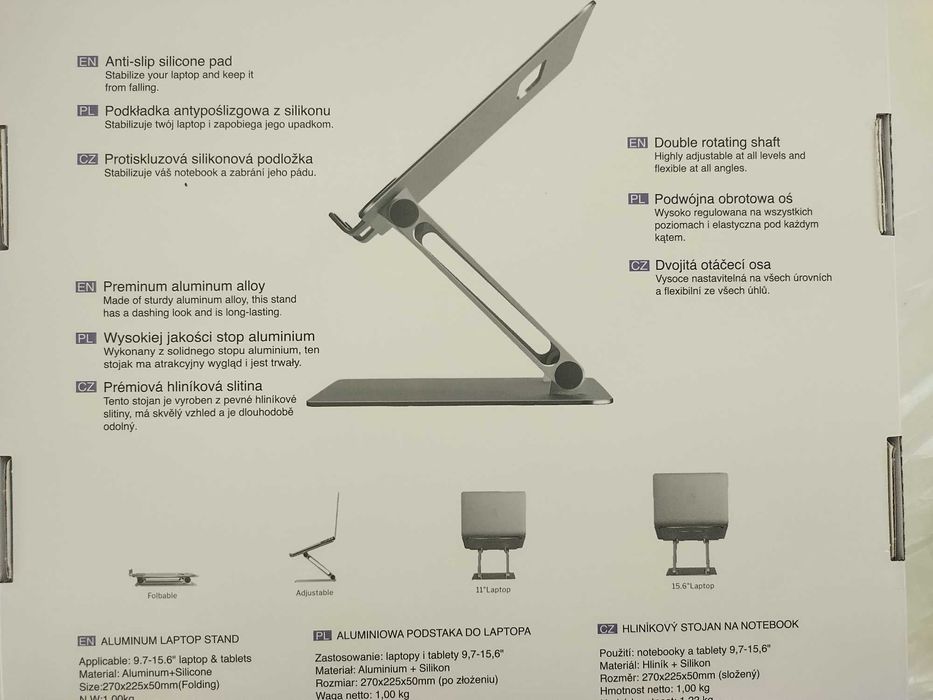 NOWA! Aluminiowa podstawka pod laptopa Mozos (LS1/LS2) 9.7-15.6"