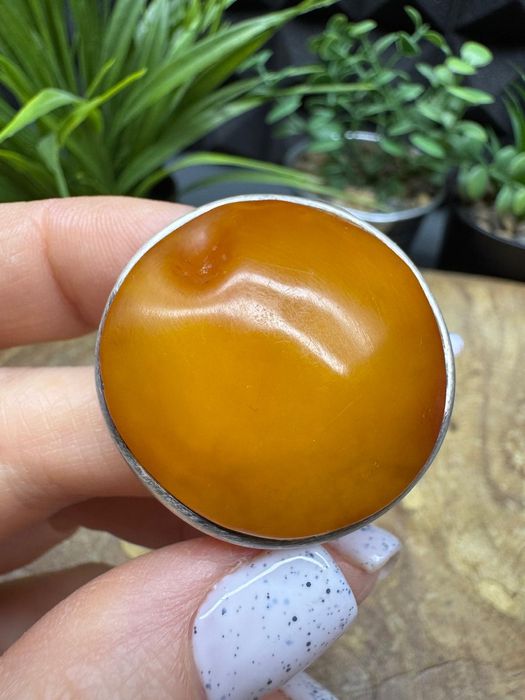 Stara broszka srebro bursztyn naturalny bałtycki