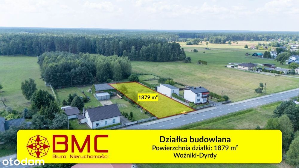 Działka budowlana woźniki-Dyrdy 1879m2