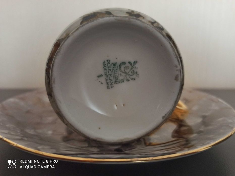 Filiżanka, spodek Aleksander, porcelana Włocławek