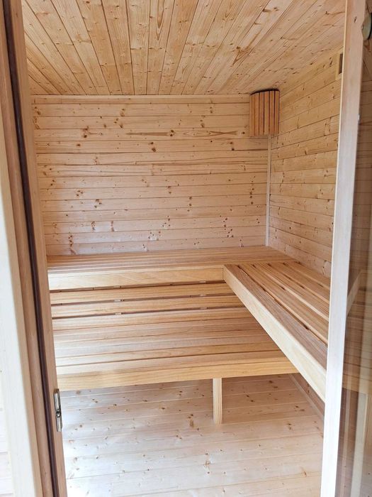 sauna ogrodowa z przedsionkiem, spa zewnętrzne premium, producent