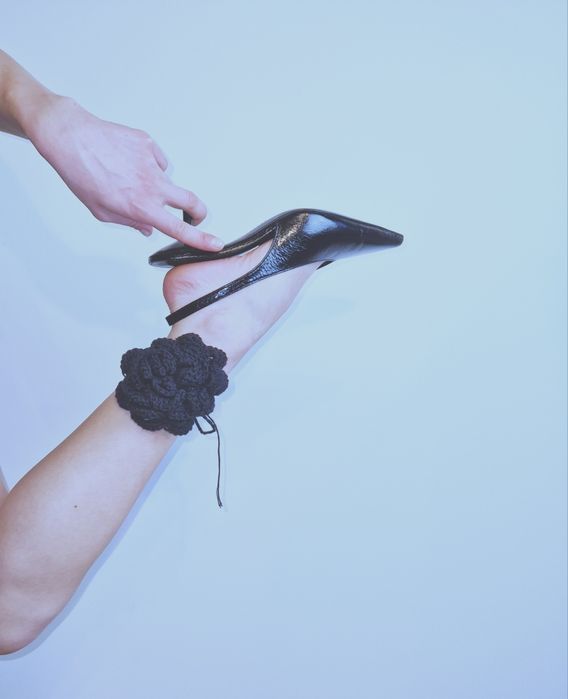 Choker hand-made róża na szydełku