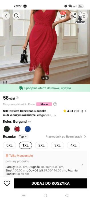 Sukienka bordo z frędzlami xl