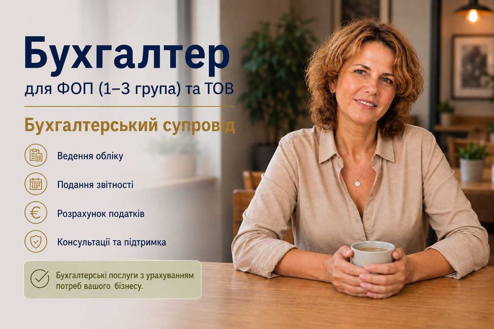 Бухгалтер для ФОП (1–3 група) та ТОВ | Бухгалтерський супровід