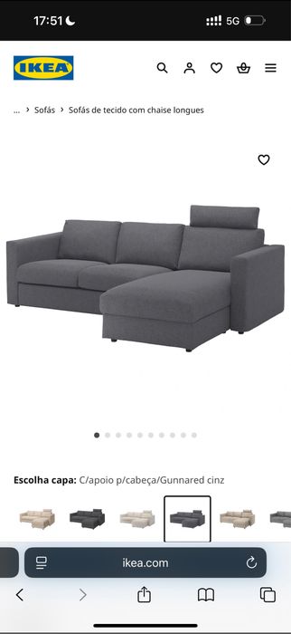 Sofá IKEA VIMLE 3 Lugares com Chaise Longue