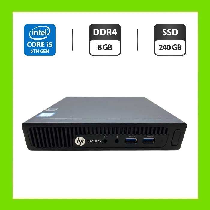 Неттоп HP EliteDesk 400 G2 Desktop Mini USFF l Core i5-6500T (4 ядра по 2.5 - 3.1 GHz) / 8 GB DDR4 / 240 GB SSD / UHD Graphics 630 / Блок живлення