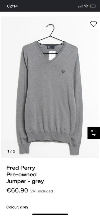 Крутейшая мужская кофта джемпер Fred Perry Jumper Gray оригинал