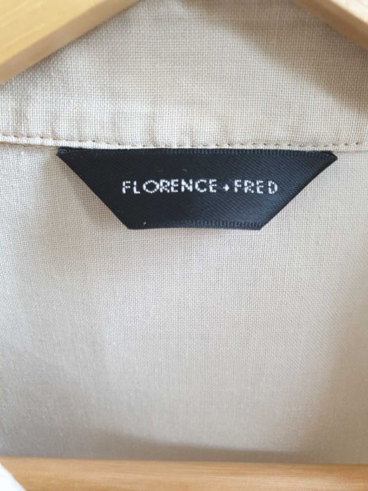 Beżowa lniana bluzka koszula bez rękawów F&F len 44