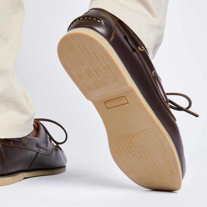 Sapatos de vela couro SAILING 500 Castanho
