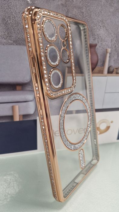 Bling Magsafe Case do Samsung Galaxy S25 Ultra złoty