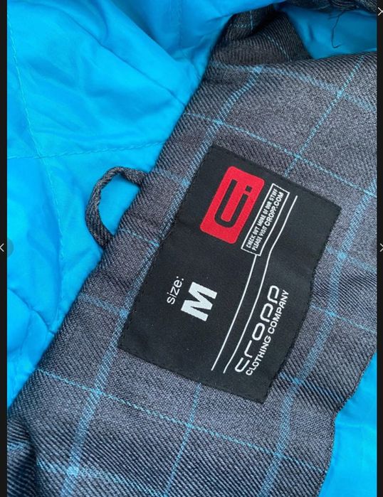 Cropp - Męska kurtka zimowa - rozm S szara w kratę na zimę z kapturem