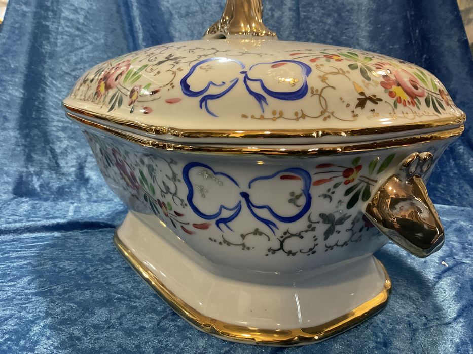 Terrina vista alegre porcelana pintura manual 36 cm x22 cm