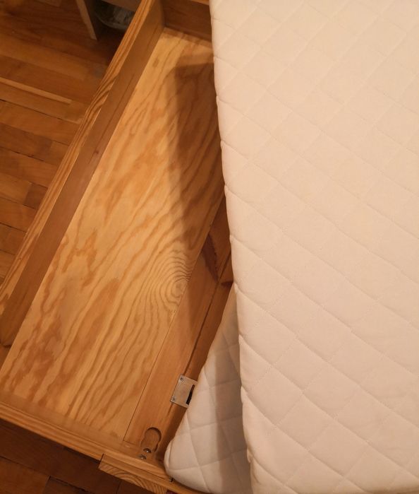 Łóżeczko drewniane rozkładane 140-210x80