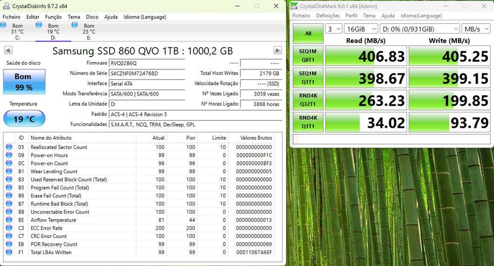 SSD Samsung 860 QVO 1TB – Como Novo - Apenas 2.1TB Escritos