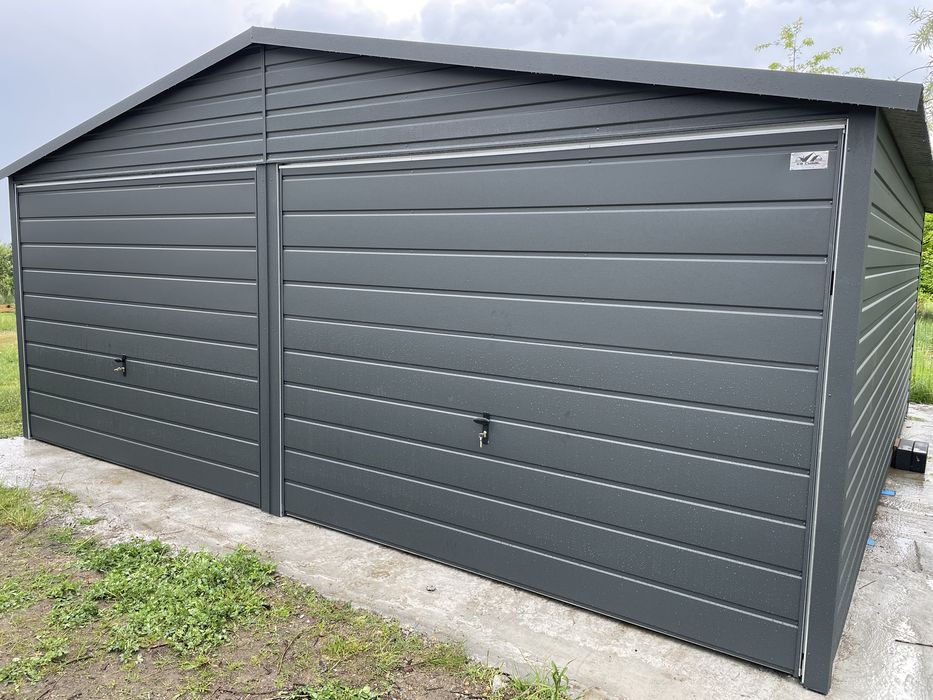 Garaż blaszany 6x5, antracyt, grafit, PRODUCENT