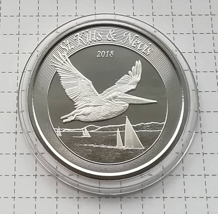 Східні Кариби 2 долара 2018р. Сент-Кітс і Невіс.  СРІБЛО. ПРУФ.