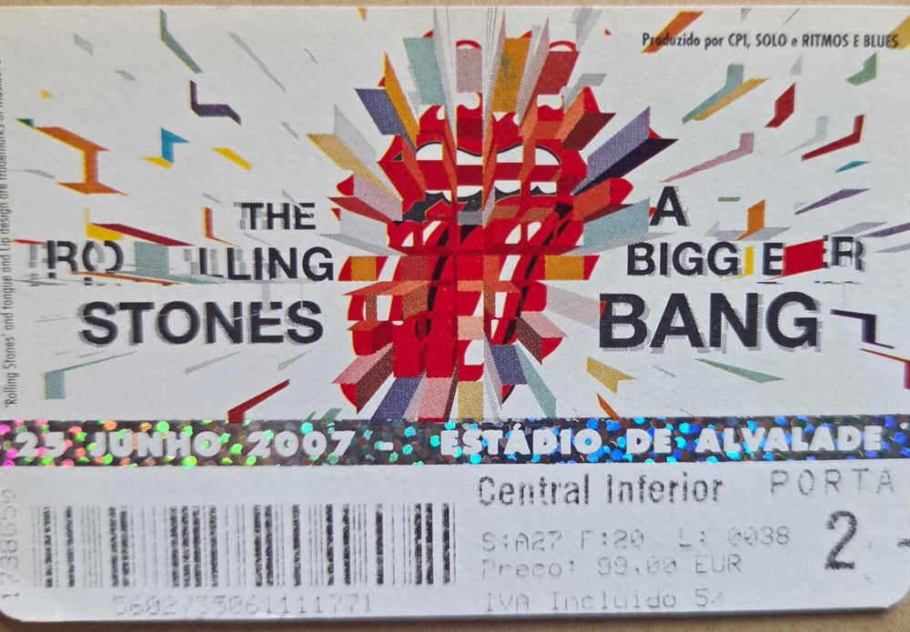 Bilhetes antigos concertos rock