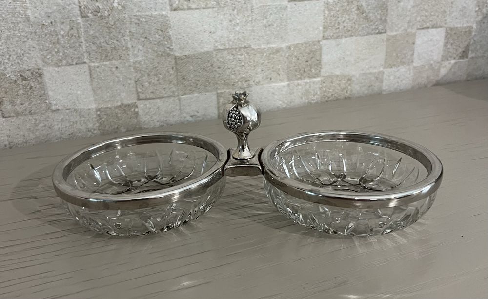 Taca cristal e  metal para aperitivos