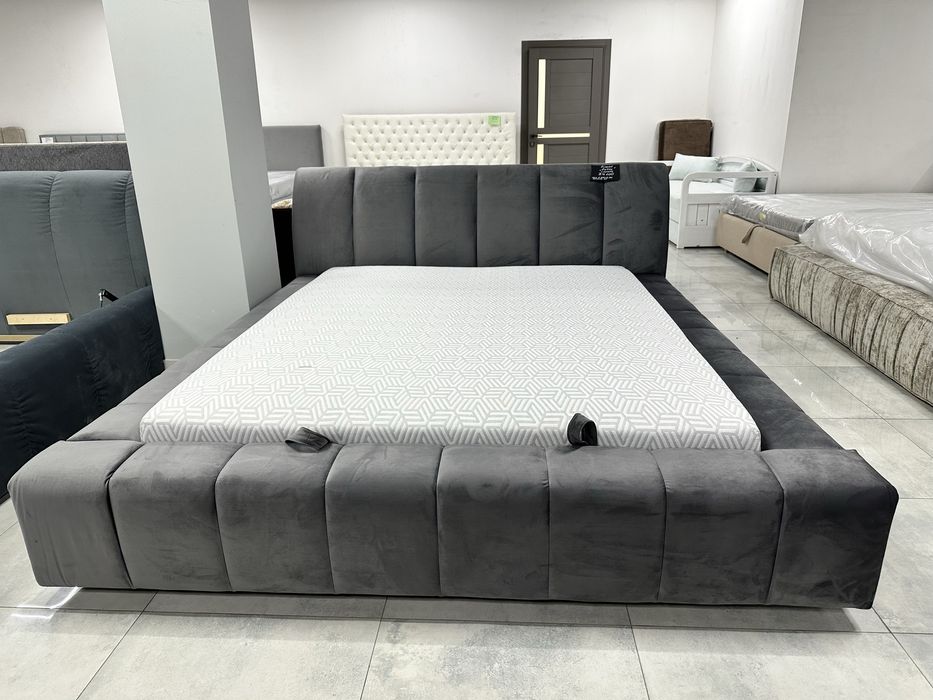 Ліжко Лотос з матрасом  160*200, графіт, сіре, акція ( ліжко+матрас)