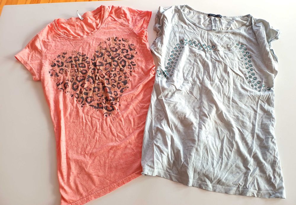 .zestaw dwóch bluzek dwie bluzki t-shirty białe 2szt. bluzka szara S M