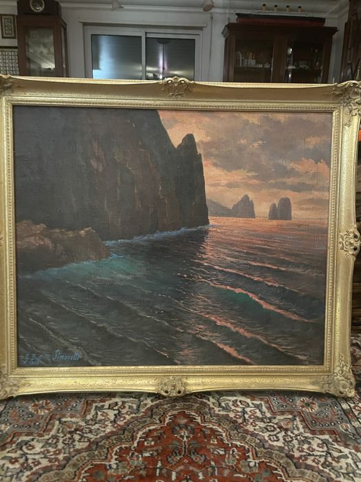Quadro a óleo "Os farilhões de Capri"