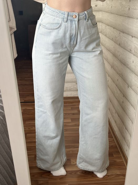 Трендові джинси wide leg блакитні