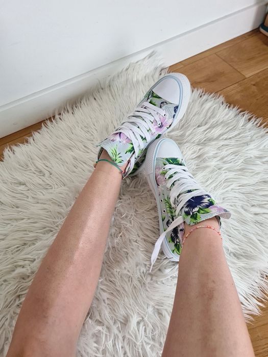 Attitude 37 23cm tenisówki trampki wysokie kwiaty