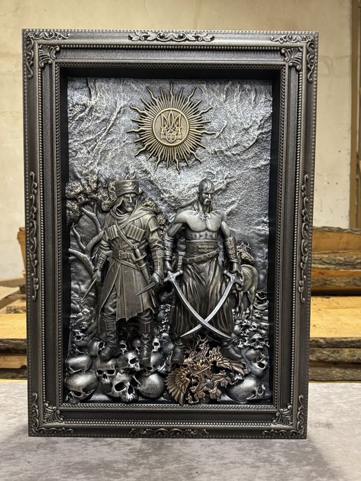 Картина Козак і Воїн • дерев’яний рельєф • авторська робота