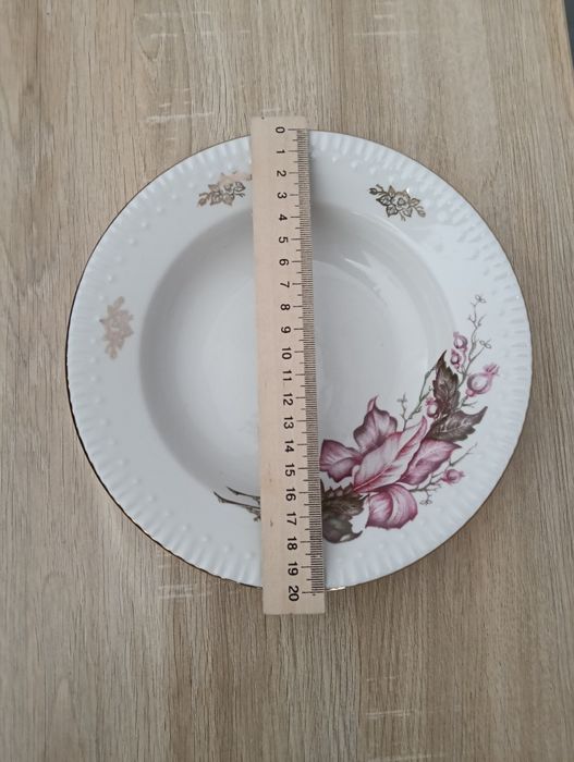 Тарілки фарфор ссср з квітковим принтом з позолотою 10 шт