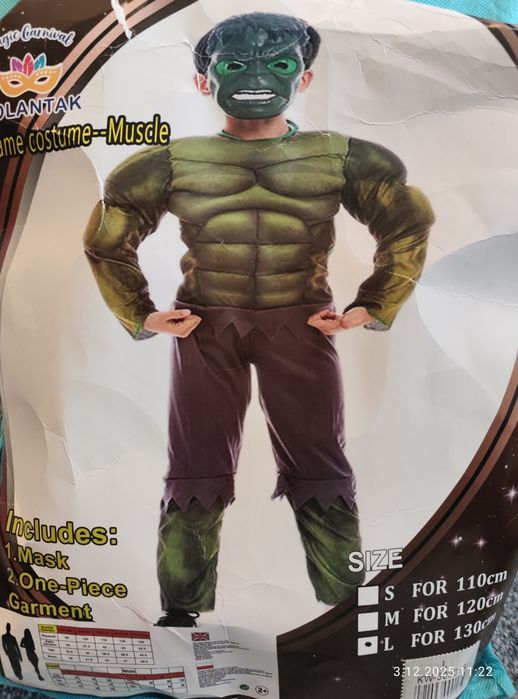 Strój kostium maska Hulk Avengers 130
