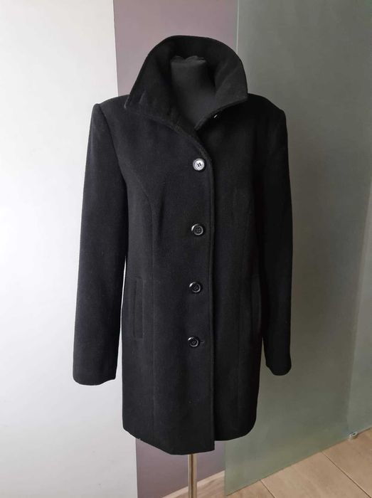 Czarny, taliowany, krótki płaszcz 40/42 Rainbow Collection