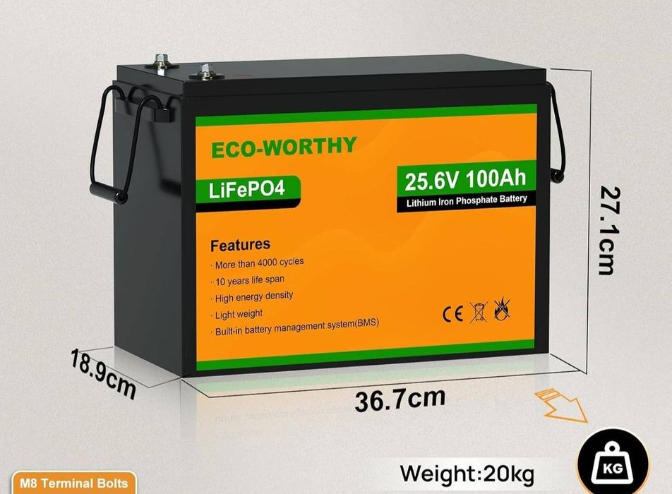 АКБ ECO-WORTHY LiFePO4 24 V 100 Ah (2560 Wh) з вбудованим BMS 3