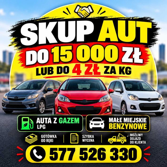 Skup Aut do 15k Ceny Sprawdź Sam ! lub do 4zł/Kg Gaz Benzyna Miejskie WSZYSTKIE