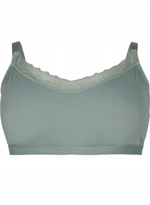 Zizzi 44 2xl Prążkowany Elastyczny Biustonosz Top Z Koronką Plus Size