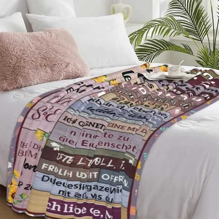 Koc 130x150cm Narzuta Prezent dla Mamy Niemieckie Napisy