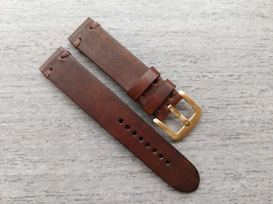 Brązowy skórzany pasek zegarka 18 mm S/M
